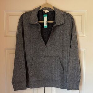 Nine Britton - Hana Quarter Zip Indigo Zip-Up Sweater